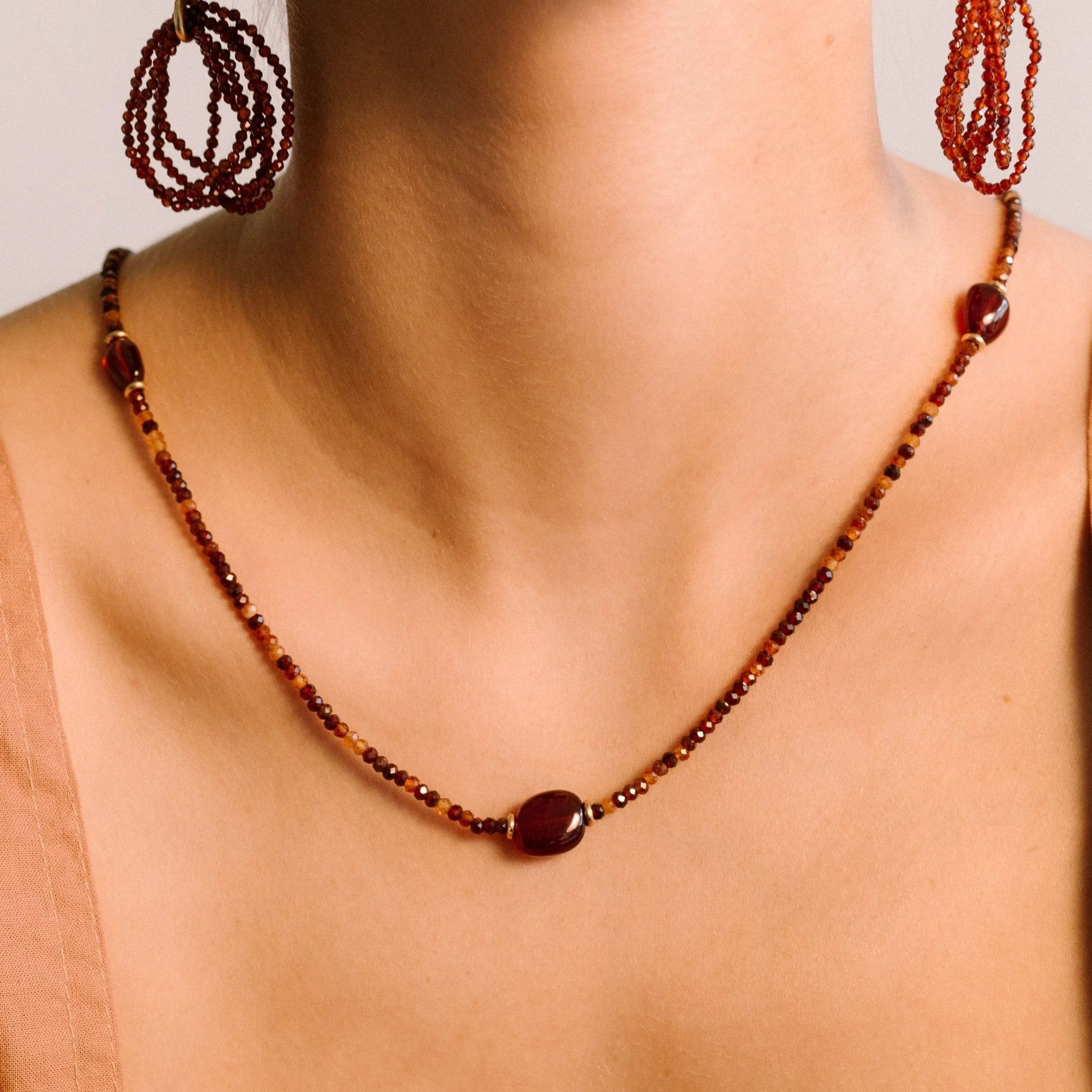 Anahis Necklace #1 - Burgundy Mix Gems