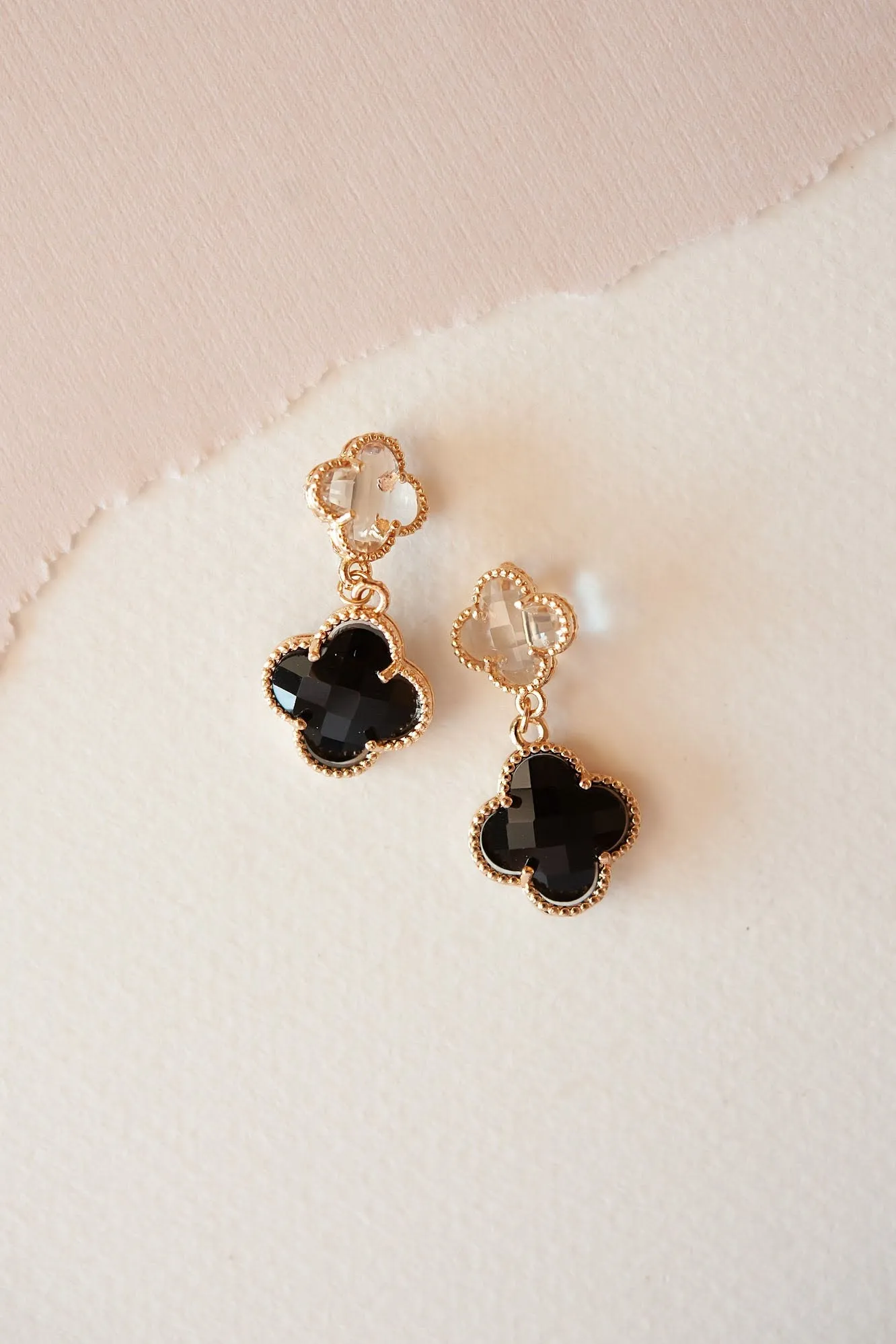 Angie Dainty Clover Earrings | Floral Gold Detailed Dangle Stud