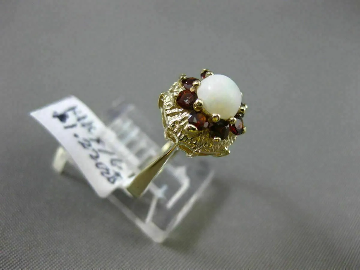 ANTIQUE 1.22CT AAA GARNET & OPAL 14K YELLOW GOLD FLORAL FLOWER FILIGREE FUN RING