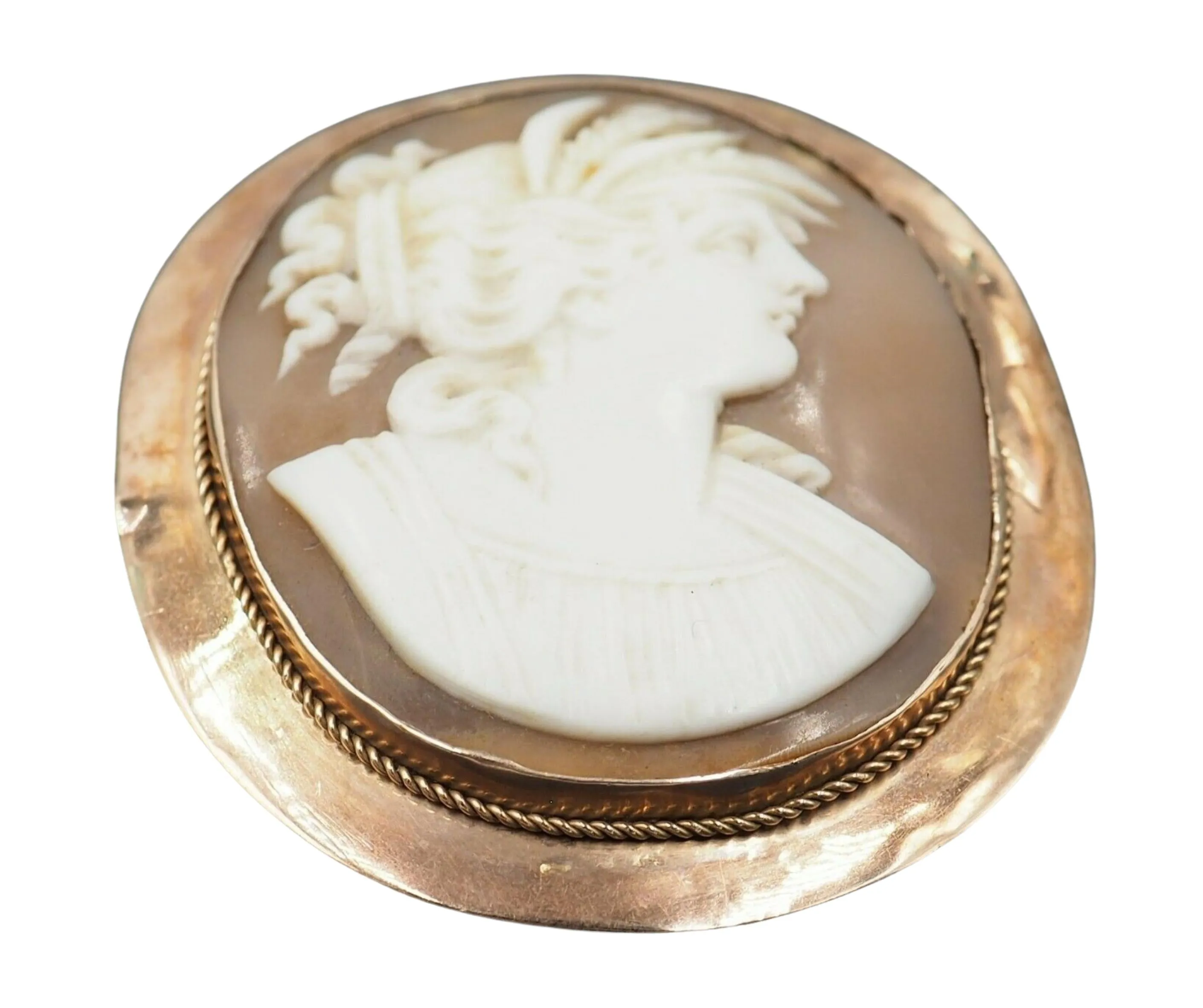 Antique c1880 9ct Yellow Gold Goddess Demeter Cameo Brooch