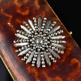 Antique Cut Steel Starburst Brooch Pin