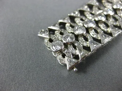 ANTIQUE LARGE 13.60CT DIAMOND PLATINUM ROUND & TRILLION ART DECO TENNIS BRACELET