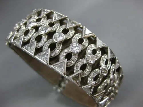 ANTIQUE LARGE 13.60CT DIAMOND PLATINUM ROUND & TRILLION ART DECO TENNIS BRACELET