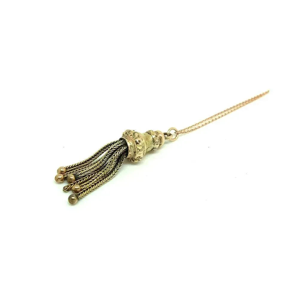 Antique Victorian 9ct Gold Tassel Necklace