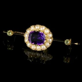 Antique Victorian Suffragette Brooch 2.80Ct Amethyst Circa 1900