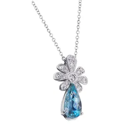 Aquamarine and Diamond Pendant Necklace