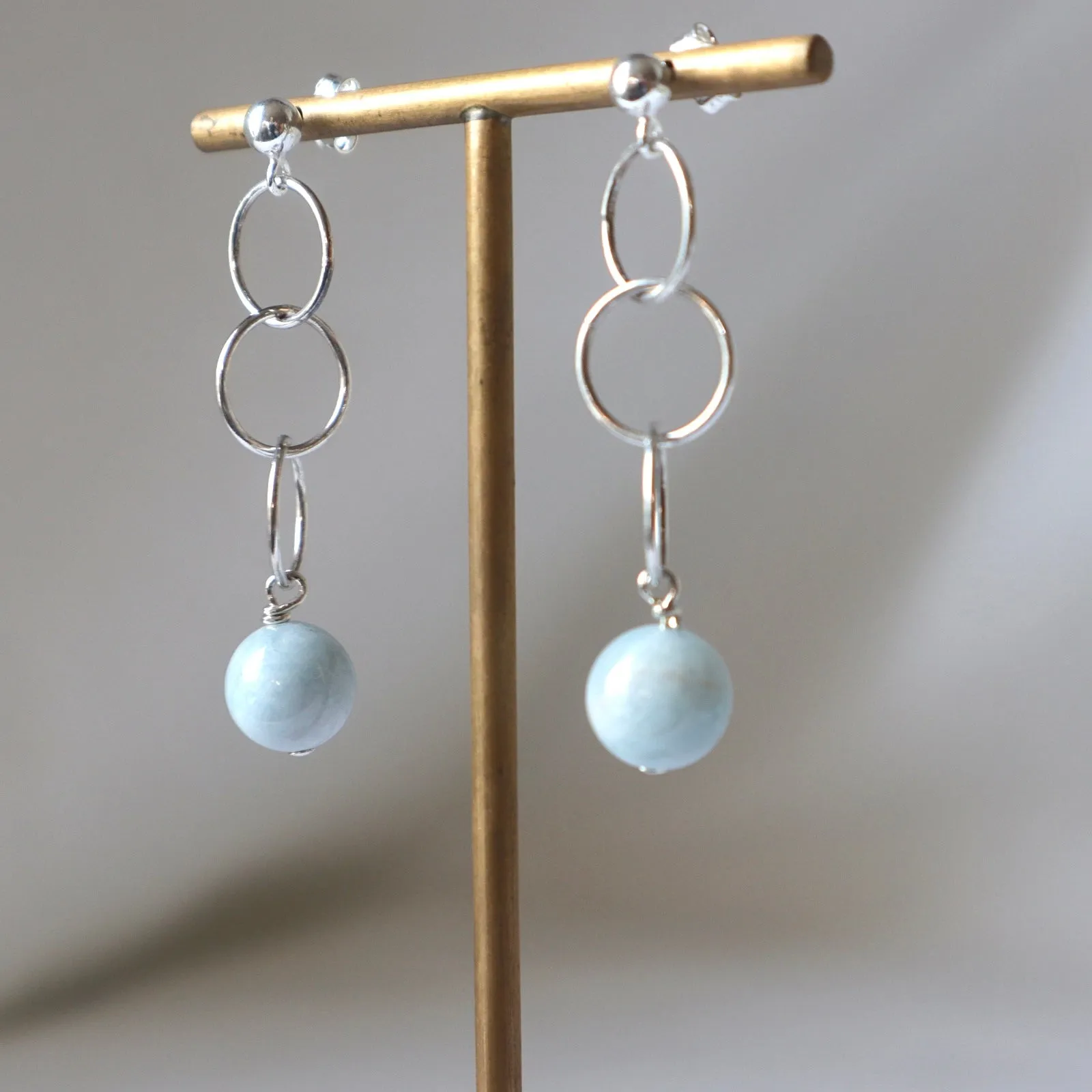 Aquamarine circle earrings