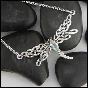 Aquamarine Dragonfly Bar Pendant