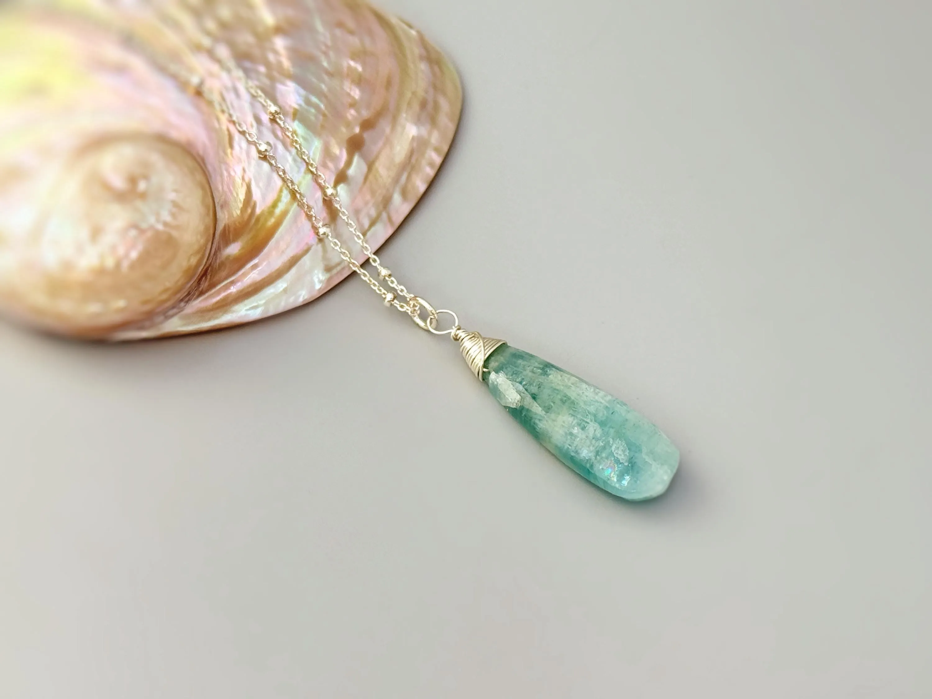 Aquamarine Necklace Gold, Silver, Rose Gold