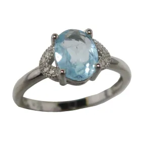 Aquamarine Ring Cinderella's Blue Gem White Bronze