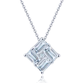 Aquamarine Stone Square Necklace for Women