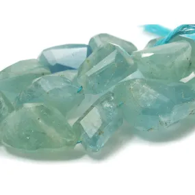 Aquamarine XL Faceted Nugget Strand