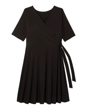 Ashae Faux-Wrap Knit Dress | Black