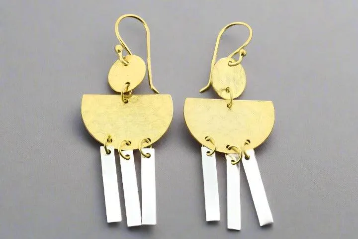 Atum chandelier drop earring - silver & gold