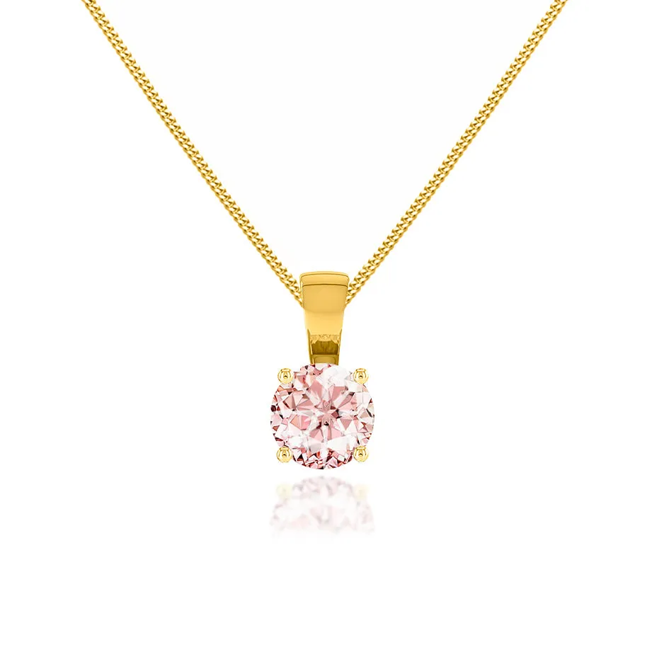 AURORA - Round Champagne Sapphire 18k Yellow Gold Solitaire Pendant