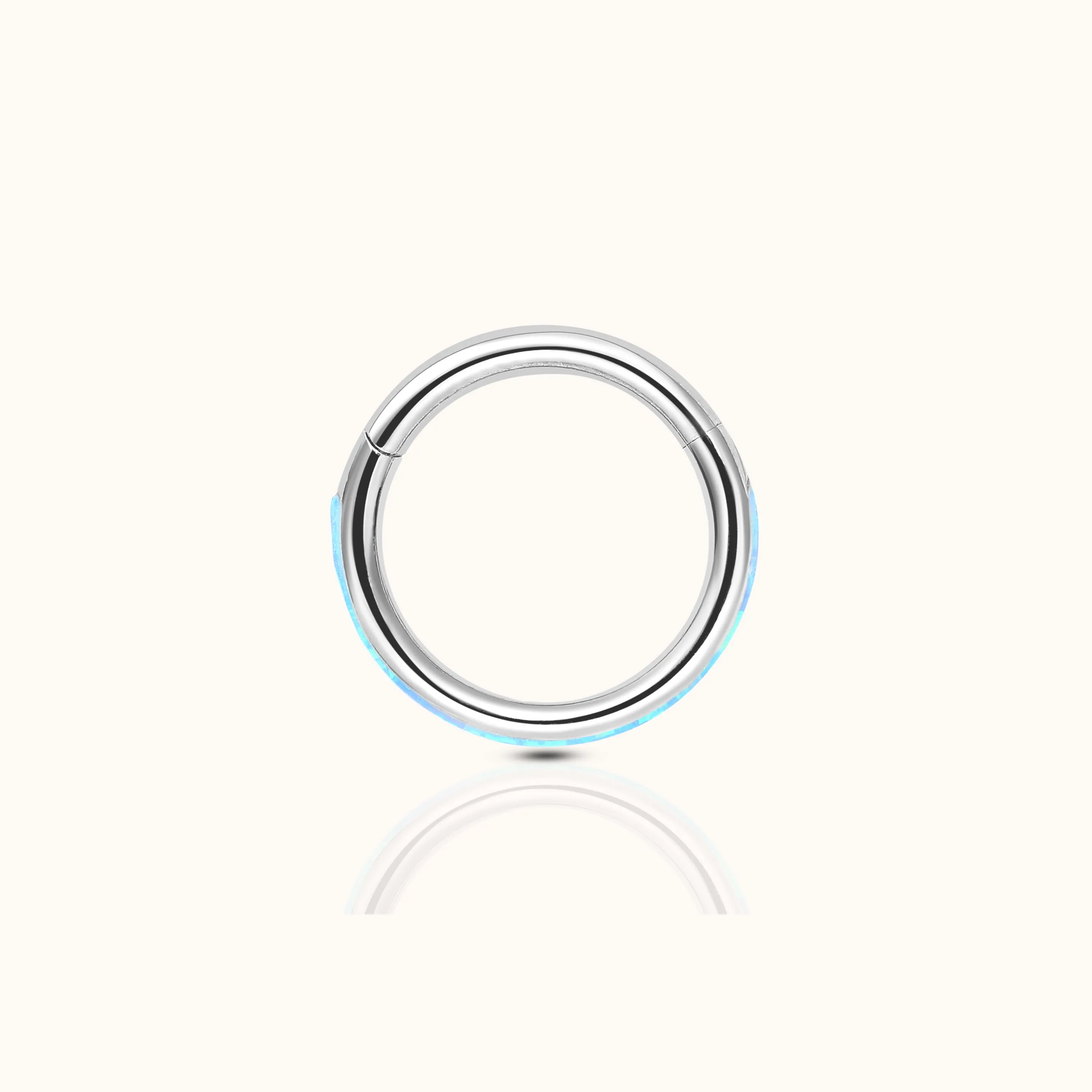 Azure Opal Band Clicker Titanium Hinged Hoop Earring