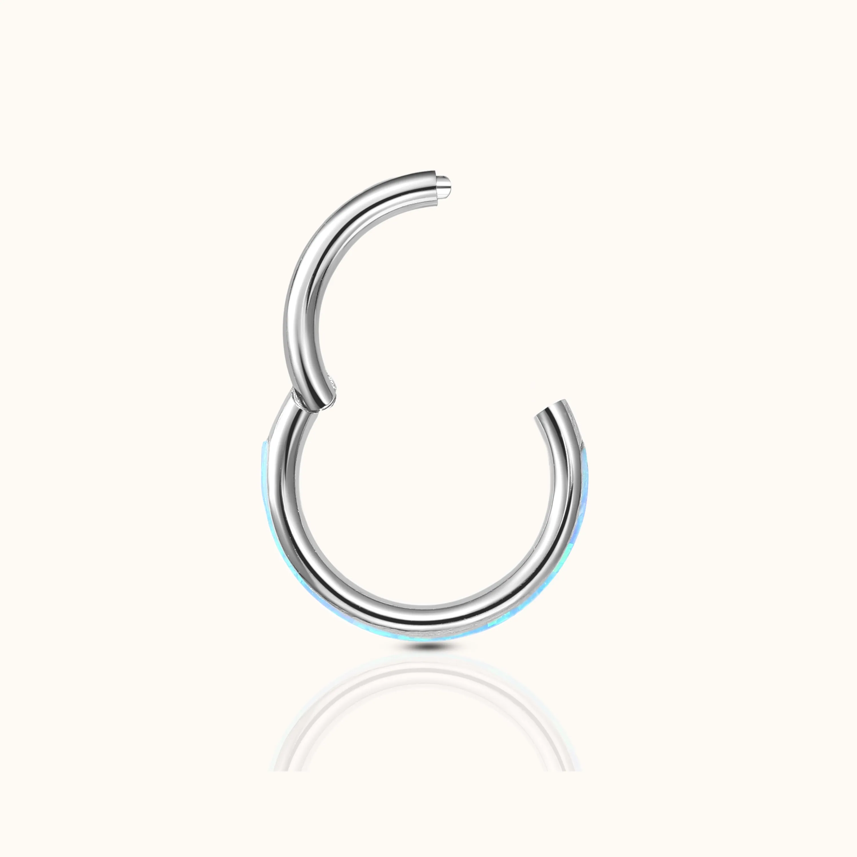 Azure Opal Band Clicker Titanium Hinged Hoop Earring