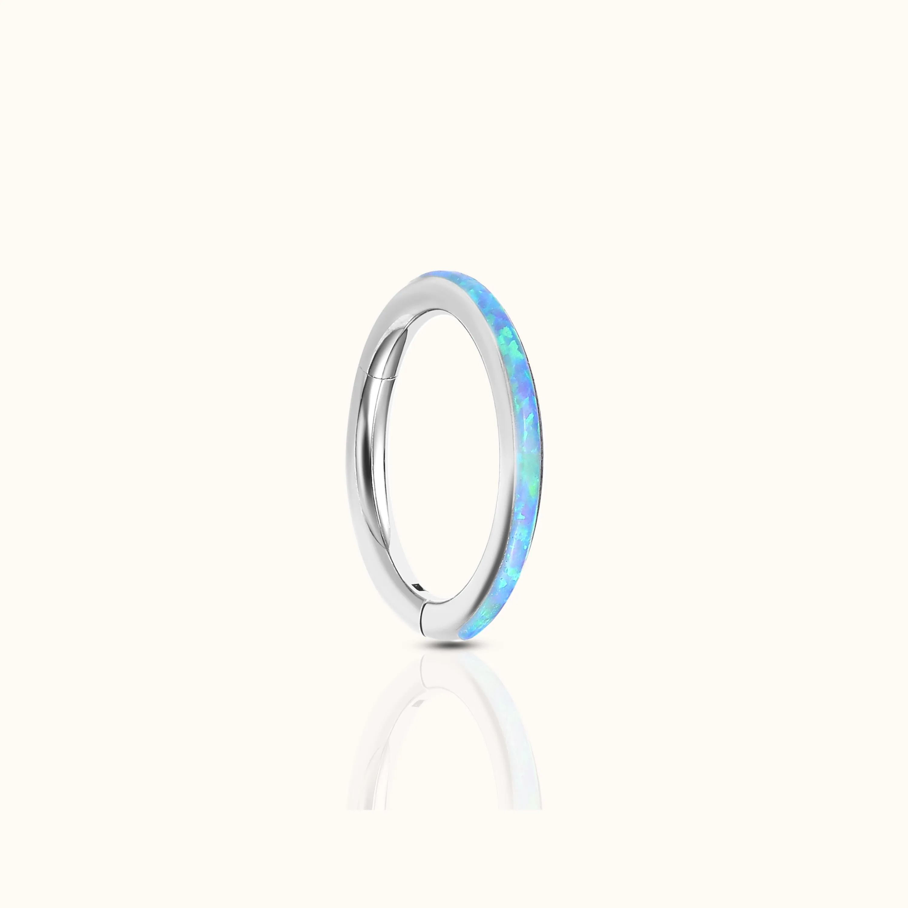 Azure Opal Band Clicker Titanium Hinged Hoop Earring