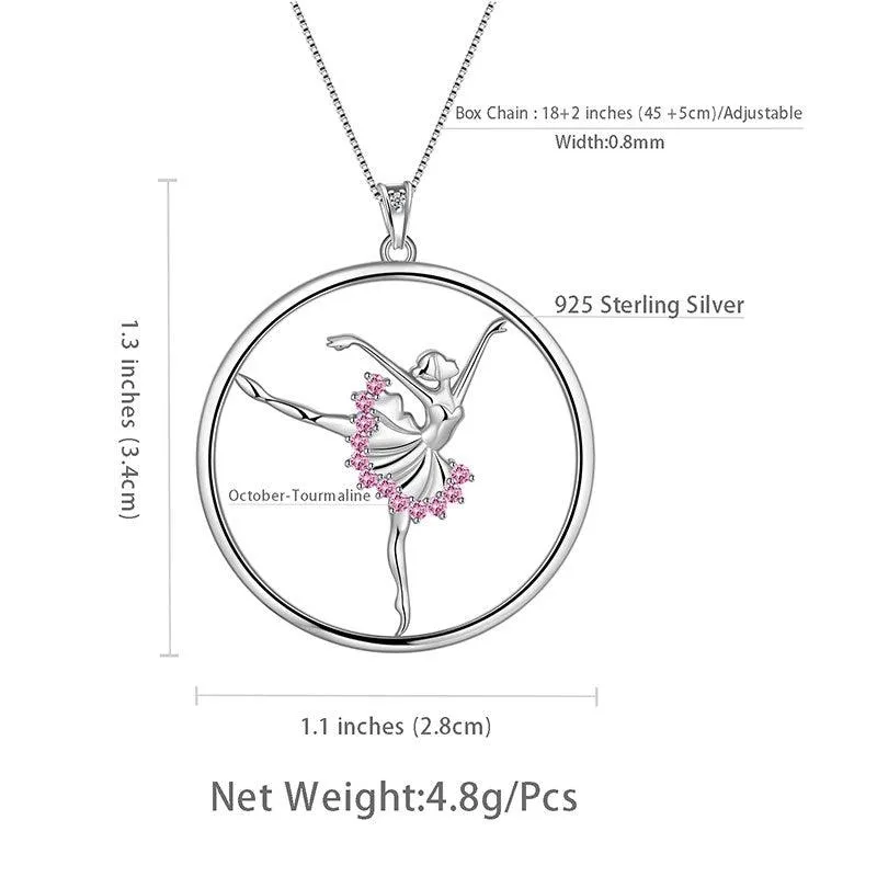 Ballerina Ballet Dancer Pendant Necklace Jewelry Women Girls Birthday Gift 925 Sterling Silver