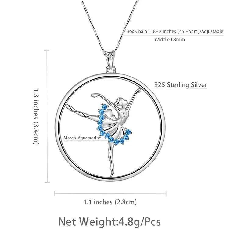 Ballerina Ballet Dancer Pendant Necklace Jewelry Women Girls Birthday Gift 925 Sterling Silver