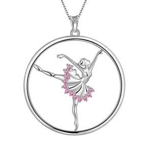 Ballerina Ballet Dancer Pendant Necklace Jewelry Women Girls Birthday Gift 925 Sterling Silver