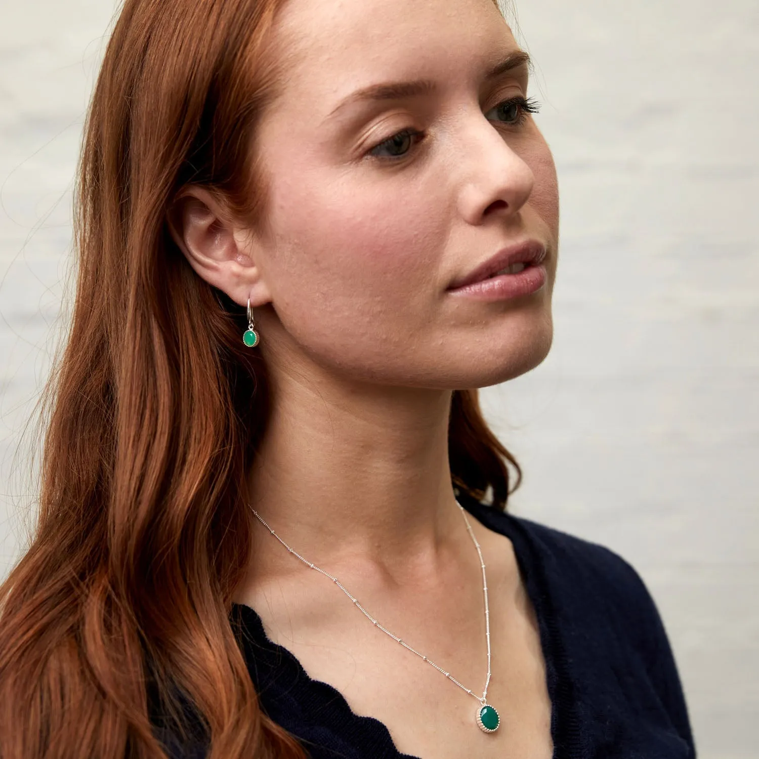 Barcelona Silver May Chrysoprase Birthstone Hook Earrings