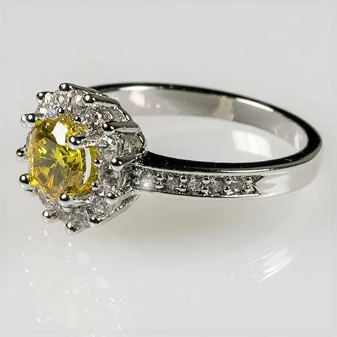 Belle Canary Yellow  Halo Engagement Cocktail Ring | 2.2ct