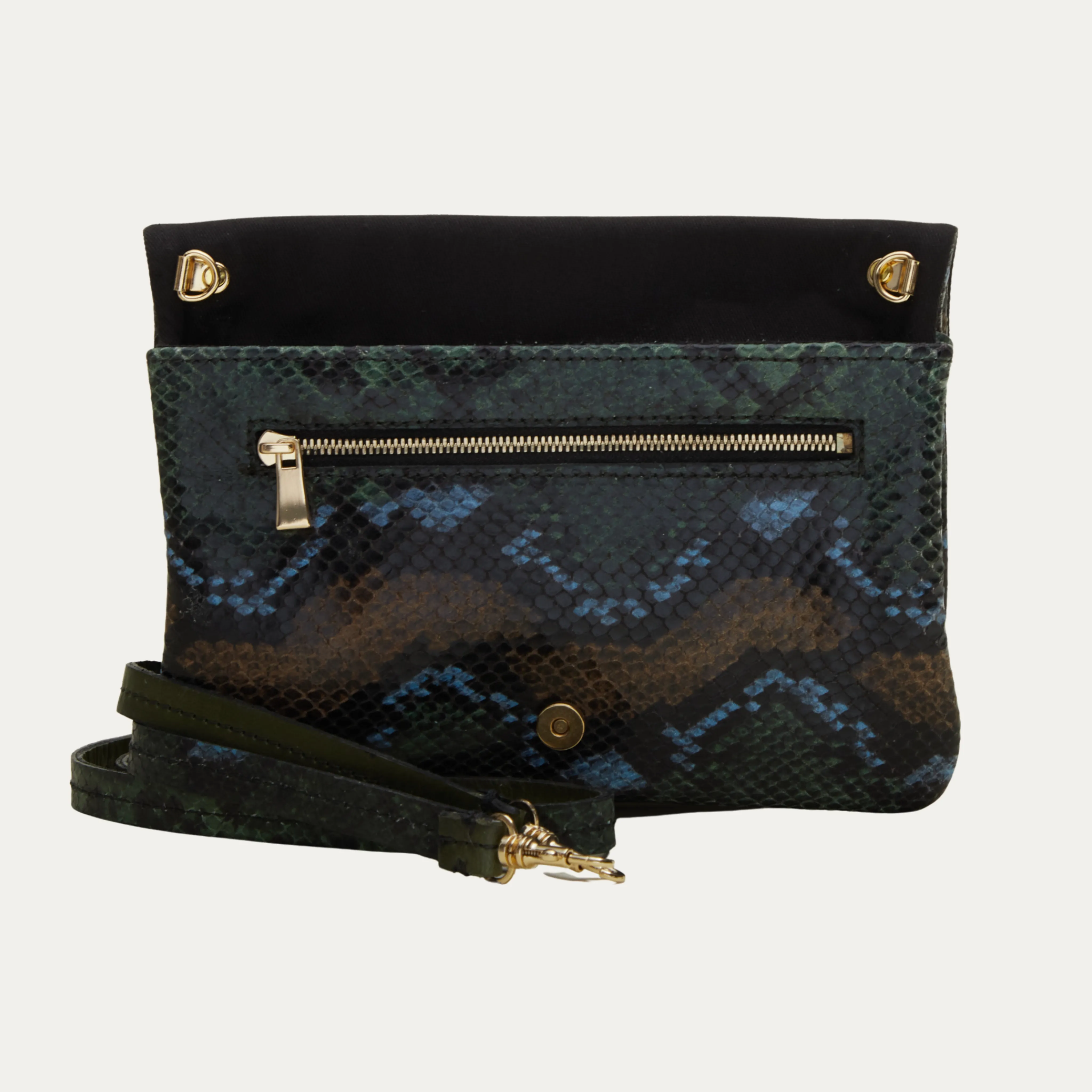 Belt Bag | Green Rainbow Snake Print Leather "The Rihanna"