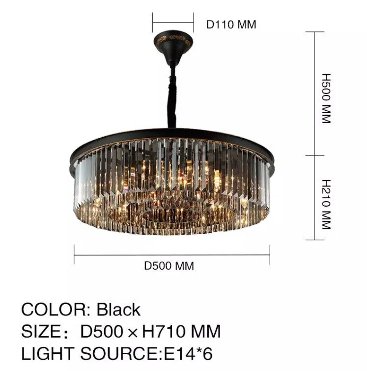 Black Crystal Round Shape Luxury Chandelier For Living Room Dining Room