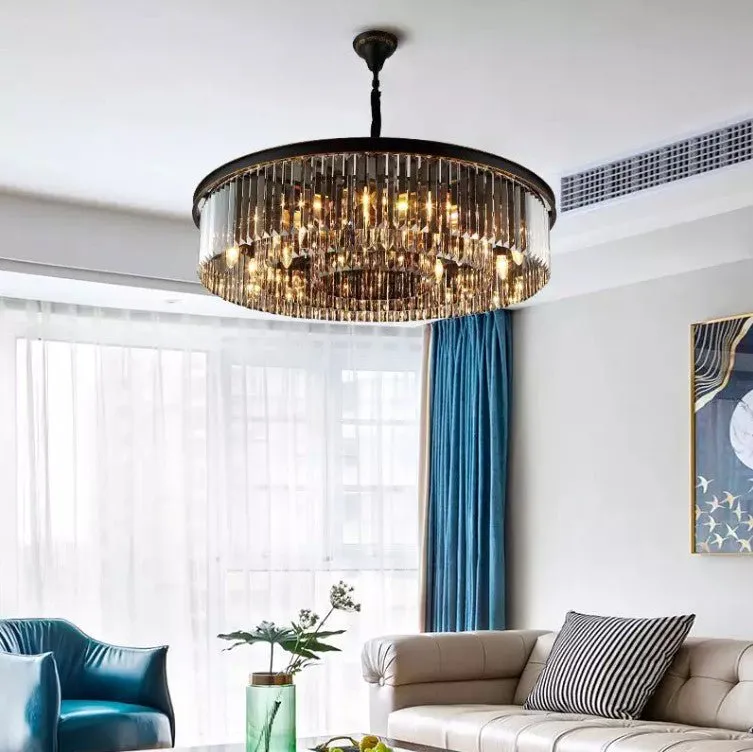 Black Crystal Round Shape Luxury Chandelier For Living Room Dining Room