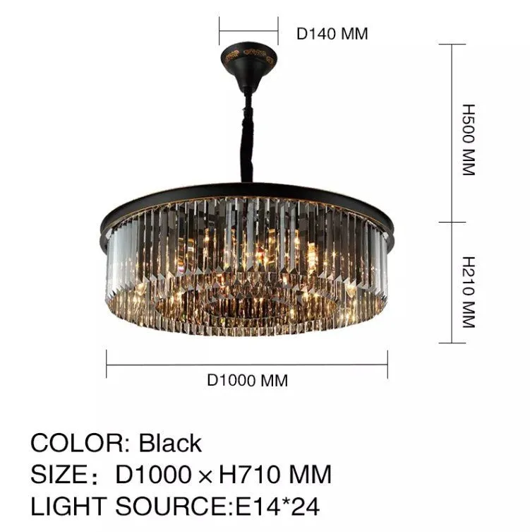 Black Crystal Round Shape Luxury Chandelier For Living Room Dining Room