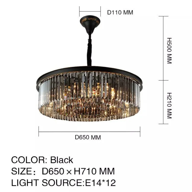 Black Crystal Round Shape Luxury Chandelier For Living Room Dining Room