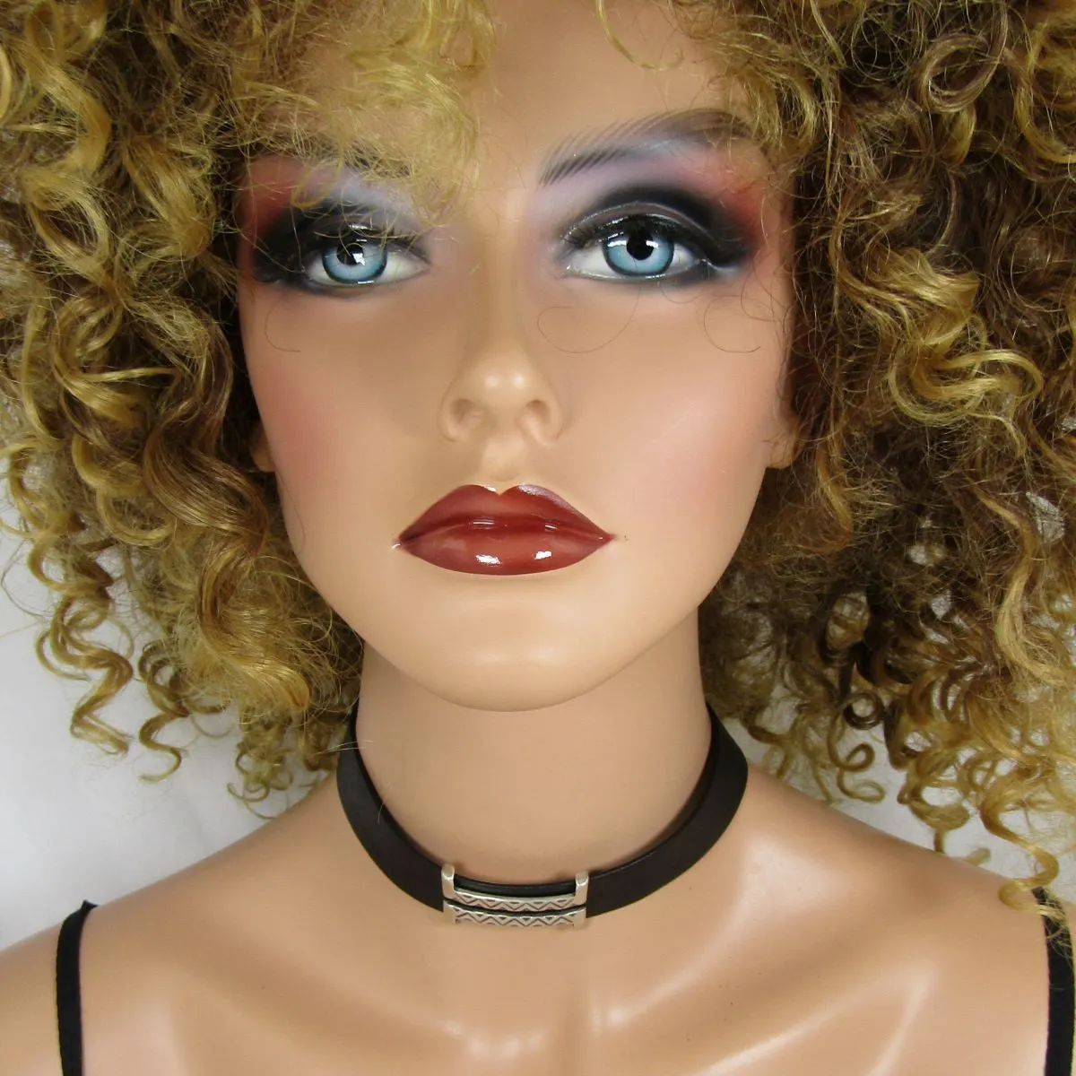 Black Leather Ribbon Choker Necklace in Wide Real Soft Supple Leather