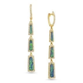 Black Opal Doublet Dangle Earrings with Diamonds