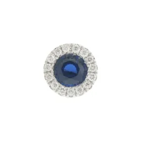 Blue Sapphire with Diamond Halo Encore Slide Pendant