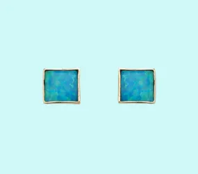 Bluenoemi Jewelry 9ct Gold Blue Opal Earrings ,  stud earrings / classic earrings