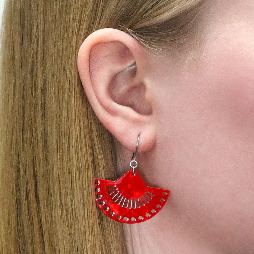 Boho Fan Essential Drop Earrings - Red