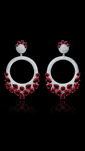 Bold Crystal Red Loop Earring Jewellery