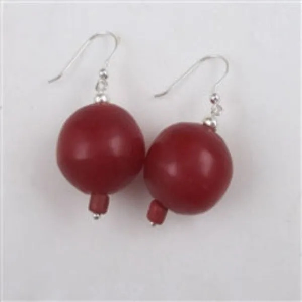 Bold Red Handmade African Trade Bead Earrings