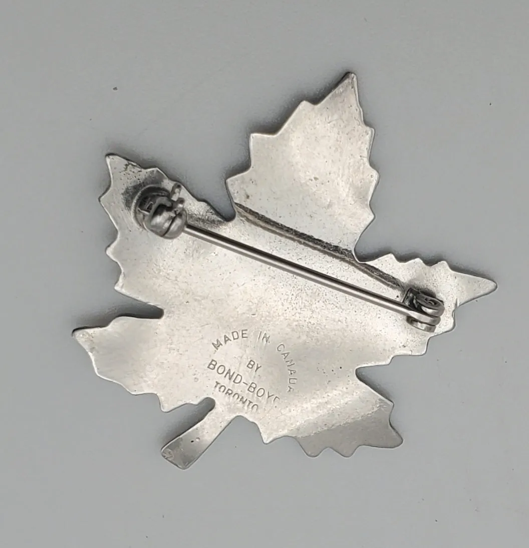 Bond-Boyd - Vintage Brushed Silver Tone Maple Leaf Brooch