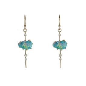 Boulder Opal & Diamond Pendulum Earrings