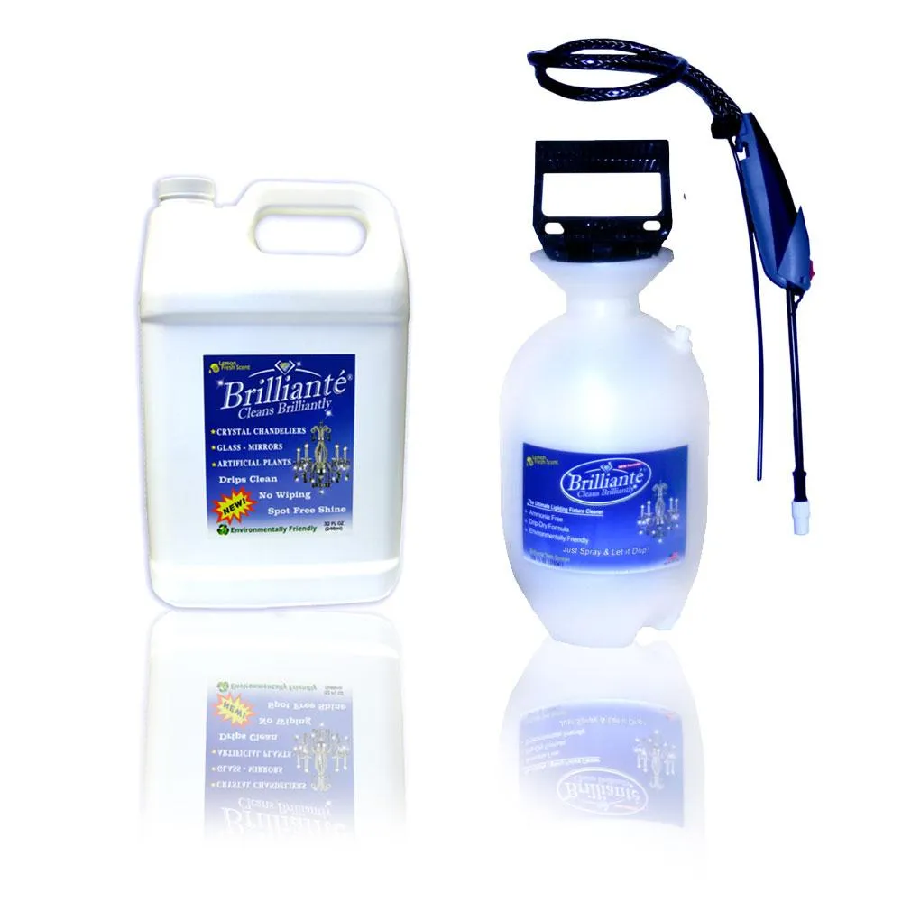 Brilliante Crystal Cleaner Gallon Tank Sprayer   1 Gallon Refill Bottle