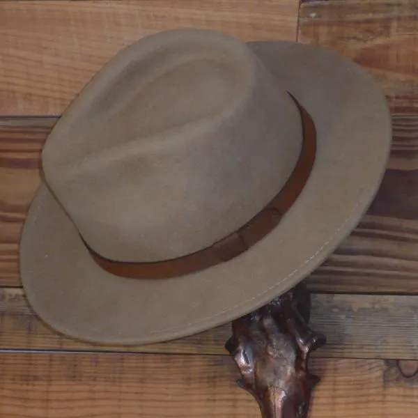 Brown Fedora Hat with Leather Band. Unisex, Crushable.