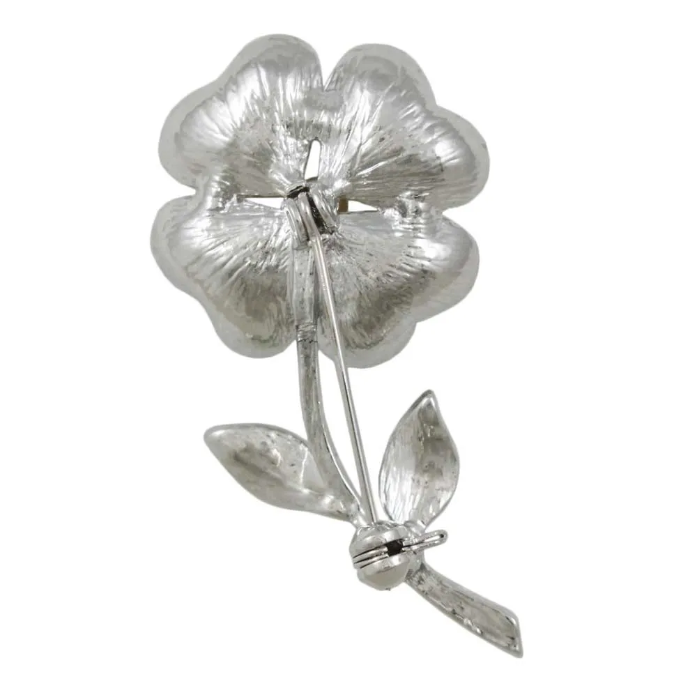 Brown Sunflower with Crystal Leaves Brooch Pin - PRL831