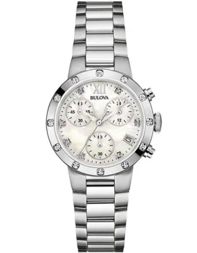 Bulova Ladies Diamond Chronograph - Mother of Pearl Dial - Steel Case & Bracelet