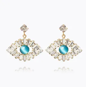 Caroline Svedbom Greek Eye Statement Earrings Crystal/Aquamarine