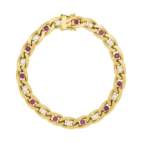 CARTIER Vintage 18k/Platinum Diamond and Ruby Cuban Link Bracelet