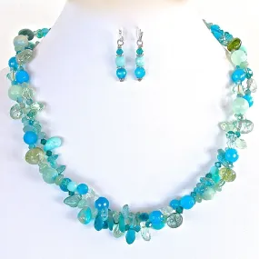 Catalina: Aquamarine Twist Necklace Set