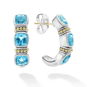 Caviar Color Swiss Blue Topaz Hoop Earrings