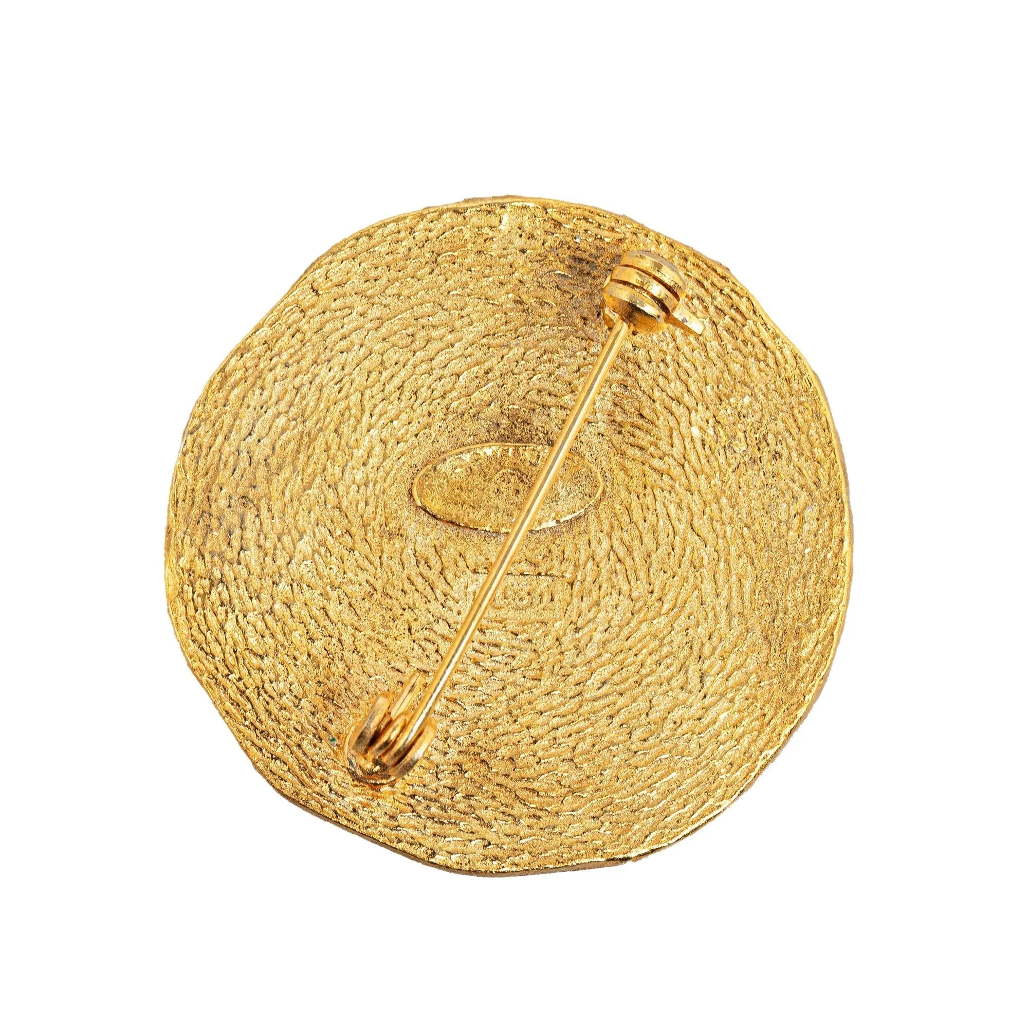 CHANEL 31 Rue Cambon Hammered Medallion Brooch Costume Brooch